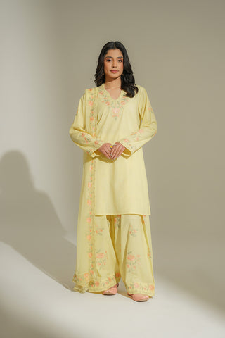 3 Piece Cotton Embroidered Suit (CS0487)