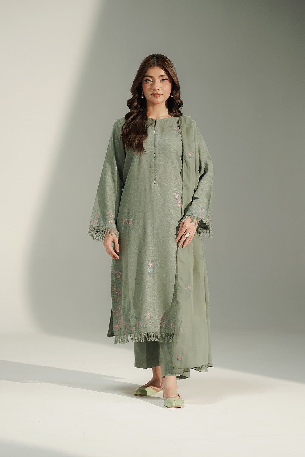 3 Piece Cotton Karandi Embroidered Suit (CS0493)