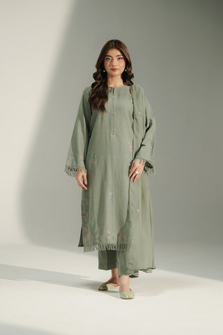 3 Piece Cotton Karandi Embroidered Suit (CS0493)