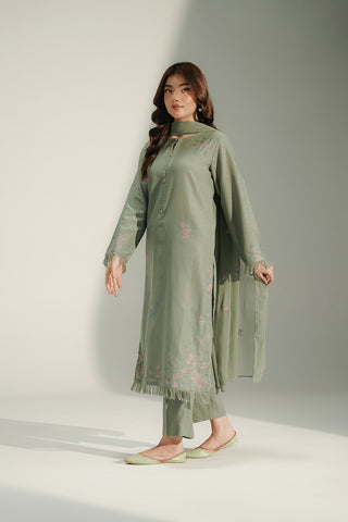 3 Piece Cotton Karandi Embroidered Suit (CS0493)