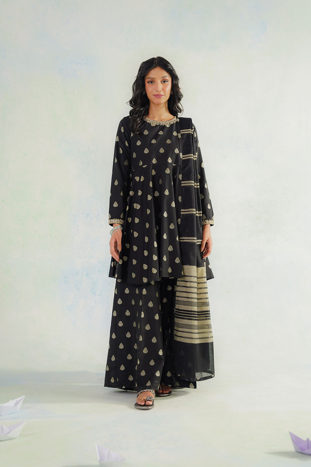 3 Piece Cotton Silk Embroidered Suit (CS0609)