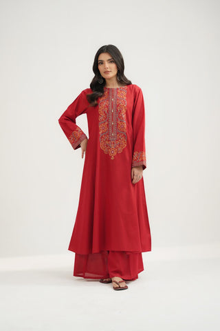 2 Piece Dobby Cotton Embroidered Suit (CS0633)