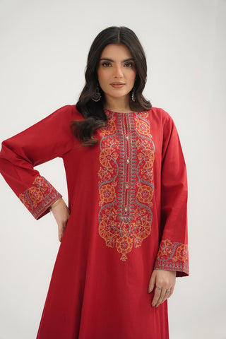 2 Piece Dobby Cotton Embroidered Suit (CS0633)