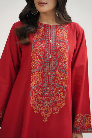 2 Piece Dobby Cotton Embroidered Suit (CS0633)