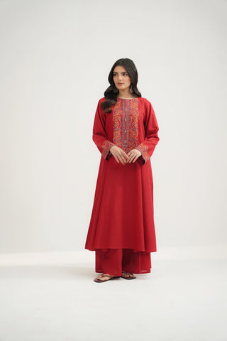 2 Piece Dobby Cotton Embroidered Suit (CS0633)