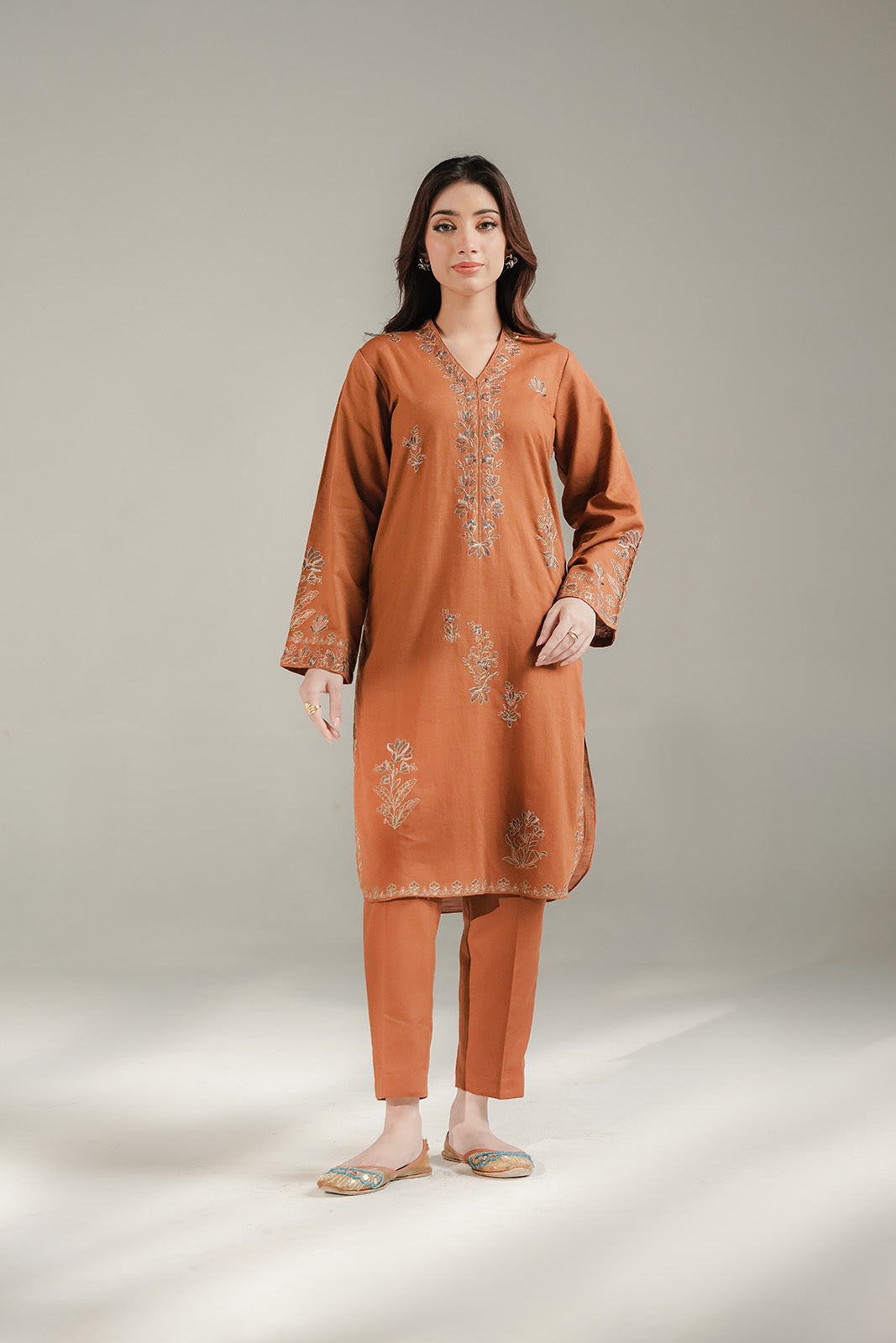 2 Piece Slub Khaddar Embroidered Suit (CS0681)