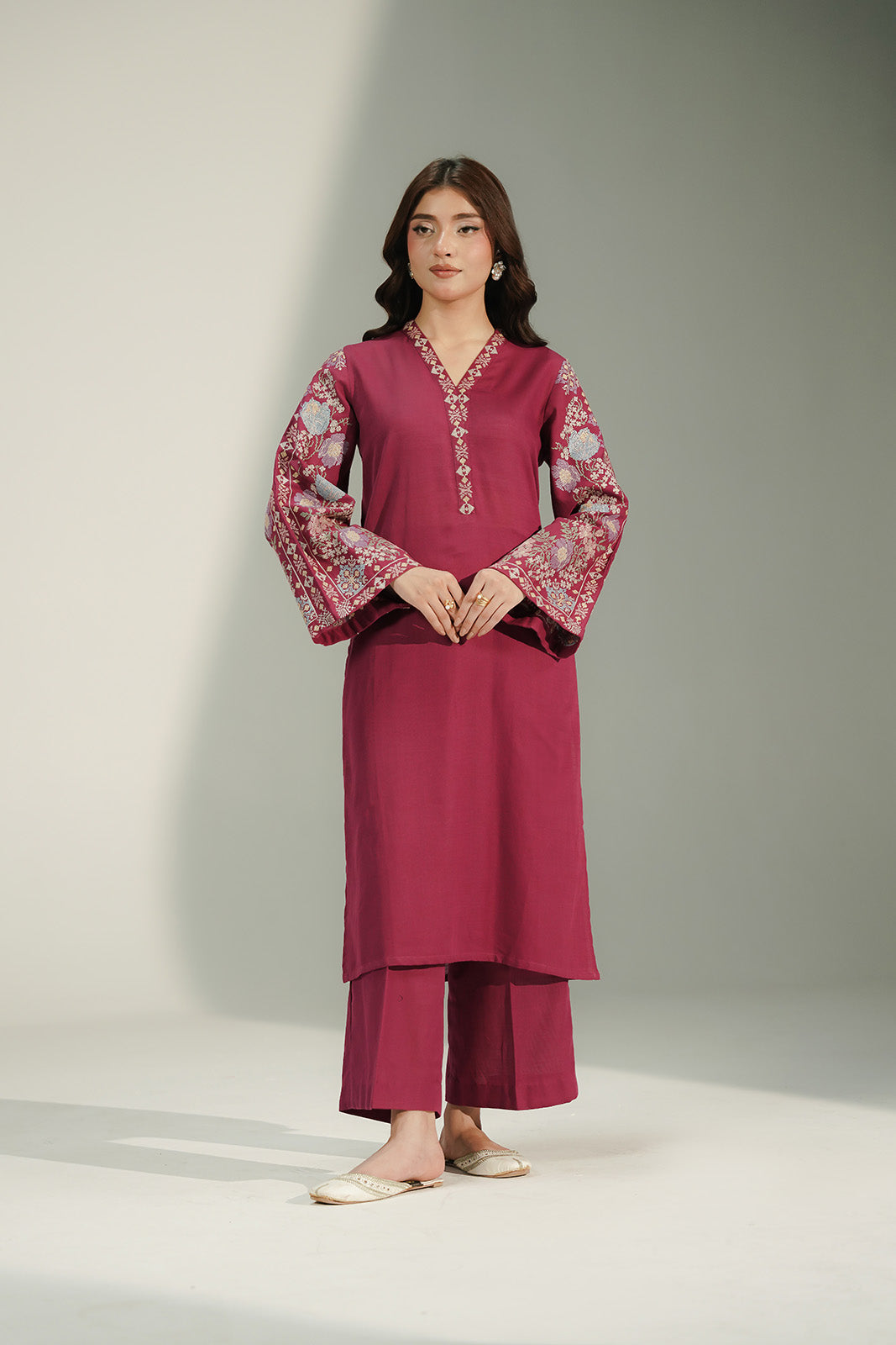 2 Piece Slub Khaddar Embroidered Suit (CS0720)