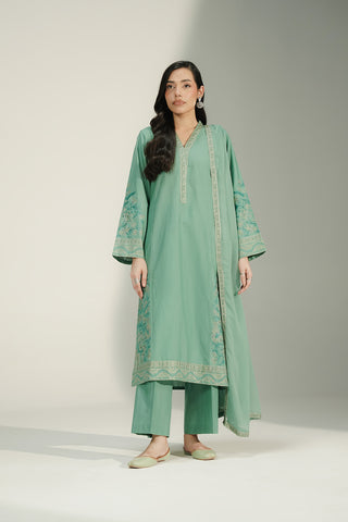 3 Piece Slub Khaddar Embroidered Suit (CS0727)