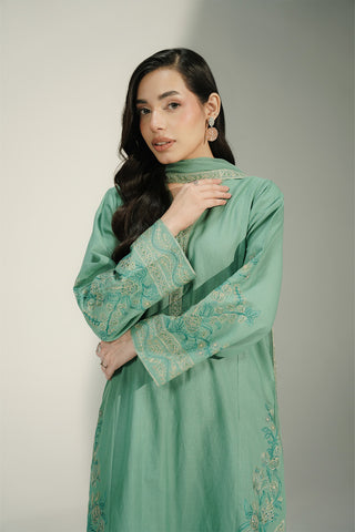 3 Piece Slub Khaddar Embroidered Suit (CS0727)
