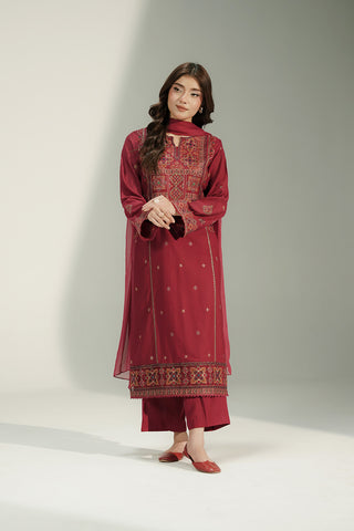 3 Piece Lawn Karandi Embroidered Suit (CS0728)