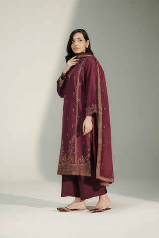 3 Piece Cotton Silk Embroidered Suit (CS0734)