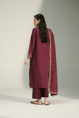 3 Piece Cotton Silk Embroidered Suit (CS0734)