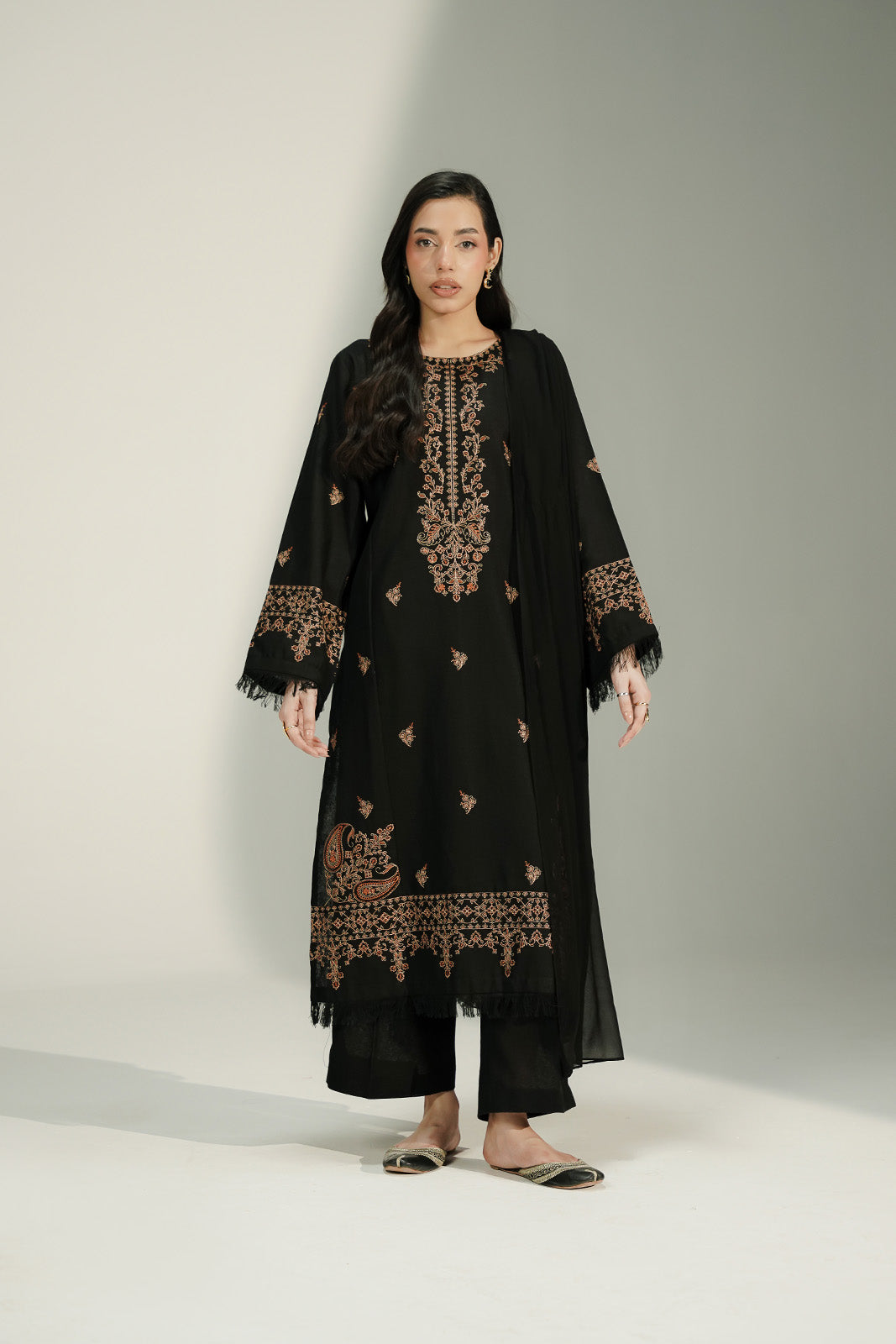 3 Piece Cotton Karandi Embroidered Suit (CS0744)