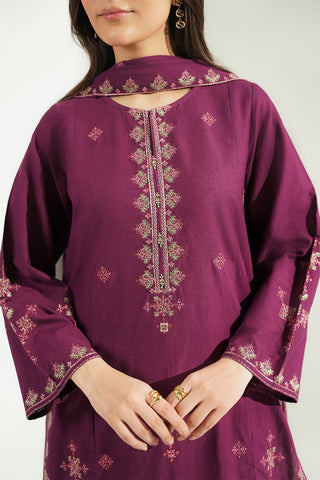 3 Piece Slub Khaddar Embroidered Suit (CS0755)
