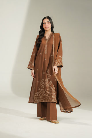 3 Piece Slub Khaddar Embroidered Suit (CS0760)