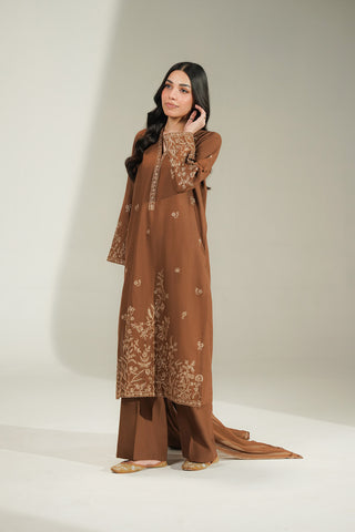3 Piece Slub Khaddar Embroidered Suit (CS0760)