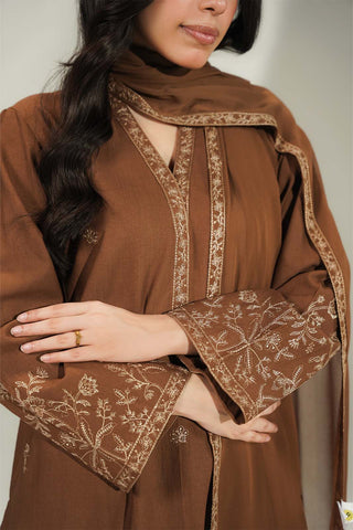 3 Piece Slub Khaddar Embroidered Suit (CS0760)