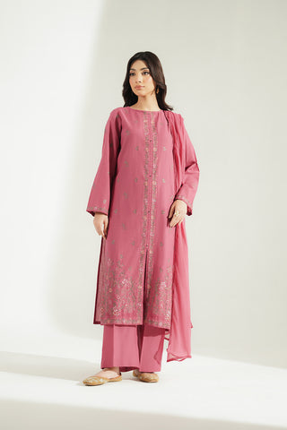 3 Piece Slub Khaddar Embroidered Suit (CS0771)