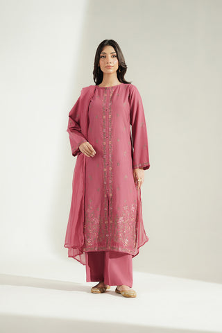 3 Piece Slub Khaddar Embroidered Suit (CS0771)