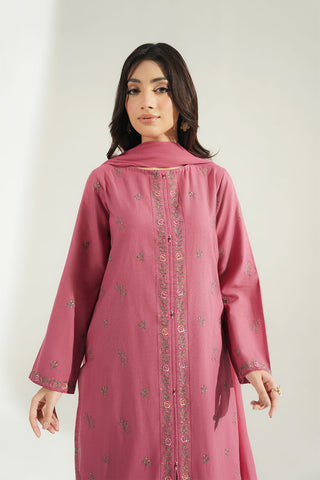 3 Piece Slub Khaddar Embroidered Suit (CS0771)