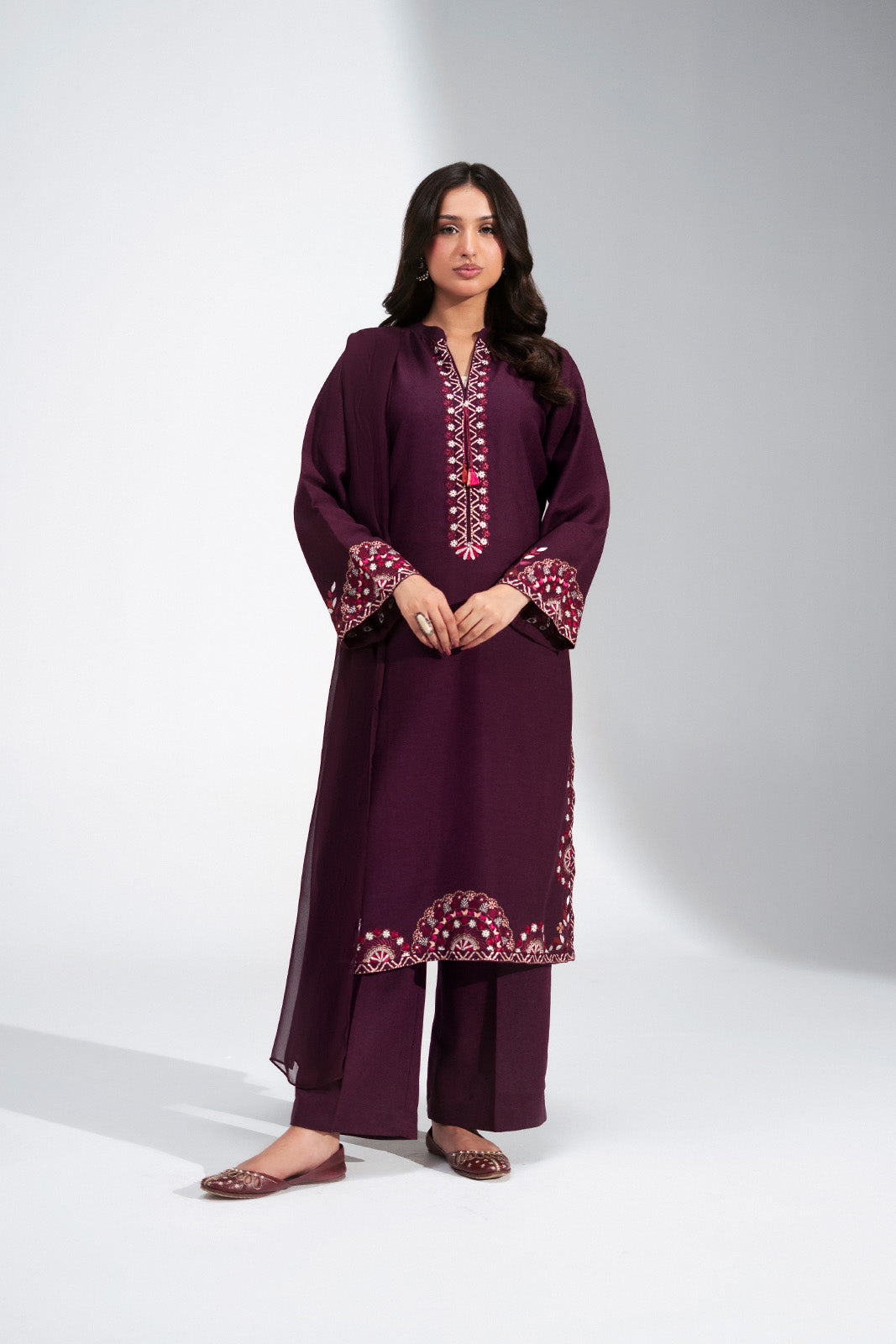 3 Piece Cotton Karandi Embroidered Suit (CS0772)