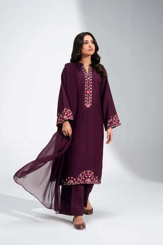 3 Piece Cotton Karandi Embroidered Suit (CS0772)