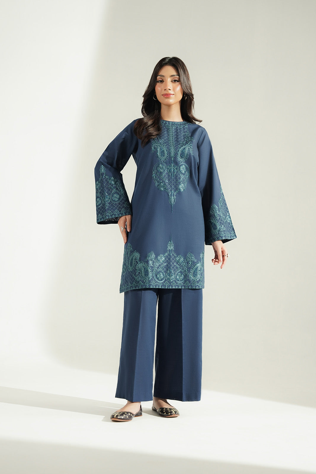 2 Piece Slub Khaddar Embroidered Suit (CS0777)