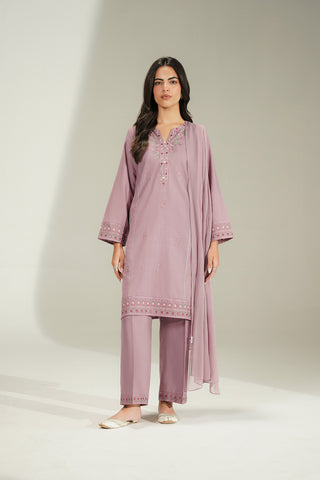 3 Piece Slub Khaddar Embroidered Suit (CS0781)