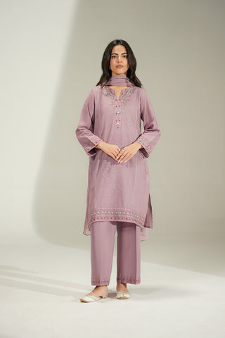 3 Piece Slub Khaddar Embroidered Suit (CS0781)