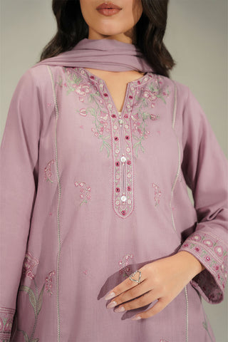 3 Piece Slub Khaddar Embroidered Suit (CS0781)