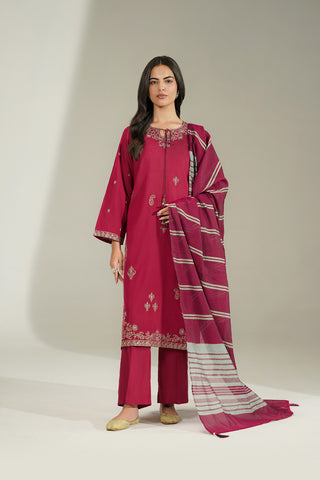 3 Piece Cotton Silk Embroidered Suit (CS0783)