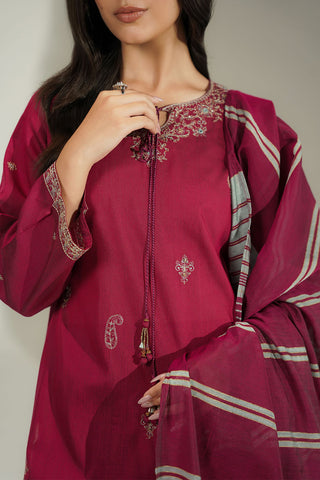 3 Piece Cotton Silk Embroidered Suit (CS0783)