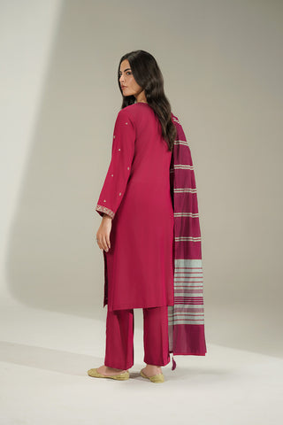 3 Piece Cotton Silk Embroidered Suit (CS0783)