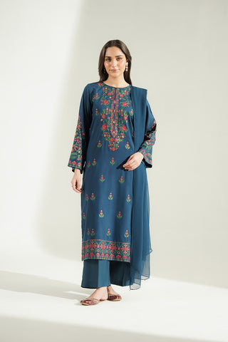 3 Piece Cotton Silk Embroidered Suit (CS0787)