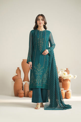 3 Piece Organza Embroidered Unstitched Suit (UF0032)