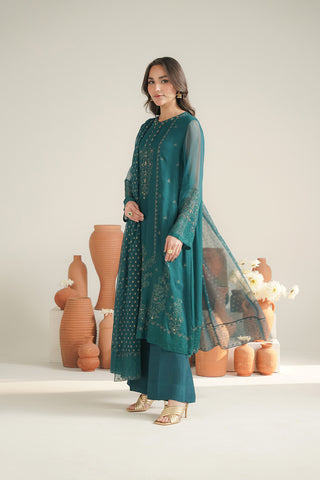 3 Piece Organza Embroidered Unstitched Suit (UF0032)