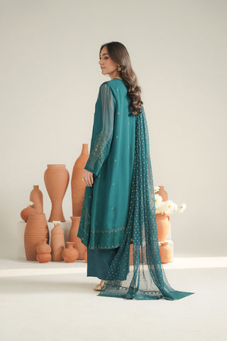 3 Piece Organza Embroidered Unstitched Suit (UF0032)