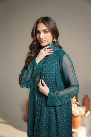 3 Piece Organza Embroidered Unstitched Suit (UF0032)