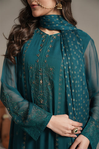 3 Piece Organza Embroidered Unstitched Suit (UF0032)