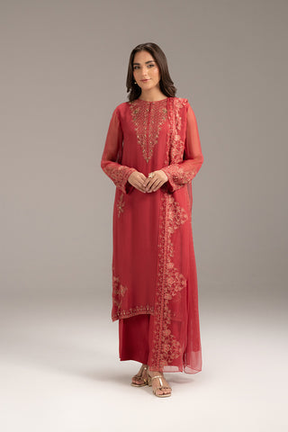 3 Piece Chiffon Embroidered Suit (FL0105)