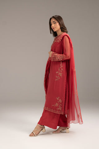 3 Piece Chiffon Embroidered Suit (FL0105)