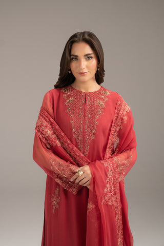 3 Piece Chiffon Embroidered Suit (FL0105)