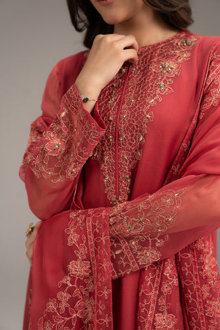 3 Piece Chiffon Embroidered Suit (FL0105)