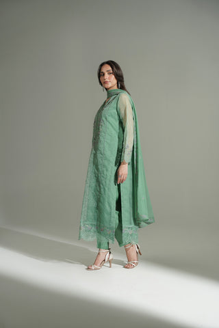 3 Piece Organza Embroidered Suit (FL0181)