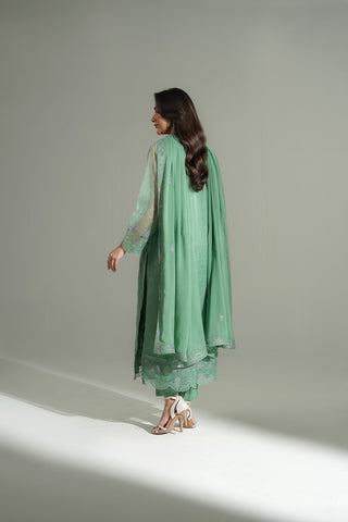 3 Piece Organza Embroidered Suit (FL0181)