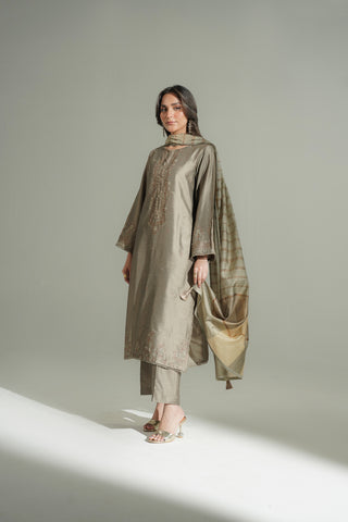 3 Piece Cotton Silk Embroidered Suit (FS0173)