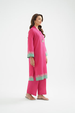 2 Piece Strip Cotton Embroidered Suit (CP0442)