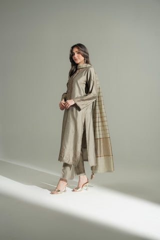 3 Piece Cotton Silk Embroidered Suit (FS0173)