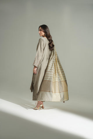 3 Piece Cotton Silk Embroidered Suit (FS0173)