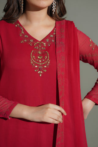 3 Piece Chiffon Embroidered Suit (FL0177)